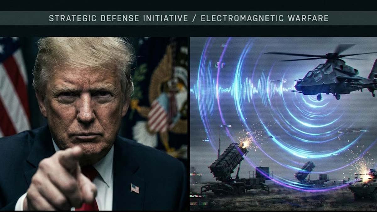 US military helicopter emitting invisible directed energy waves over a conflict zone, illustrating the Discombobulator secret weapon concept.