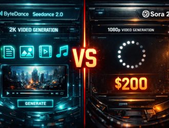Seedance 2.0 vs Sora 2 comparison showing ByteDance 2K quad-modal interface versus OpenAI 1080p limited input with pricing disparity
